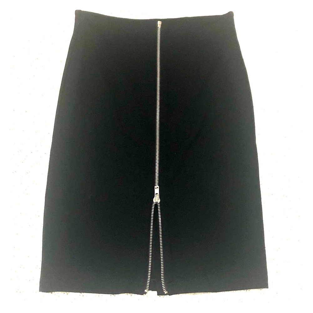 Black pencil skirt with top to bottom zipper